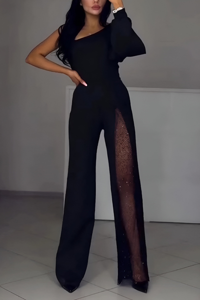 Artemis | Eleganter Ein-Schulter-Jumpsuit mit Glitzer-Detail
