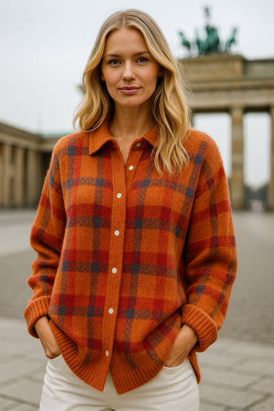 TESSA | Karierte Strickjacke