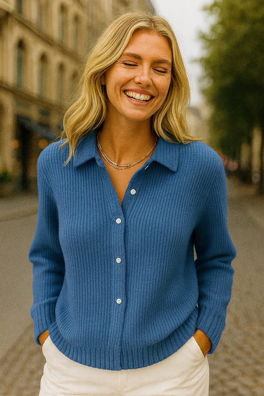 MAEVA| Klassischer Strickcardigan mit Knöpfen