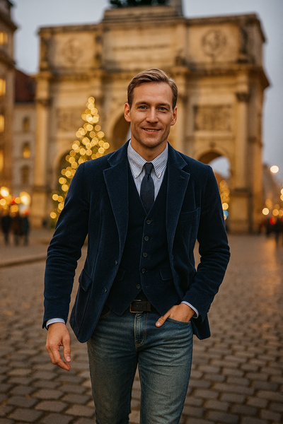 LEON | 2-teiliges Set: Blazer und Weste aus Samt